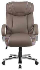 Pemberly Row Contemporary Big and Tall Leather Office Chair In Taupe
