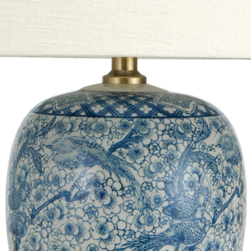 20" Classic Blue and White Porcelain Jar Lamp