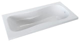 Pro White Acrylic Drop-In Bathtub, Sculpted Interior/Molded Armrests 72"x36"