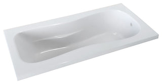Pro White Acrylic Drop-In Bathtub, Sculpted Interior/Molded Armrests 72"x36"
