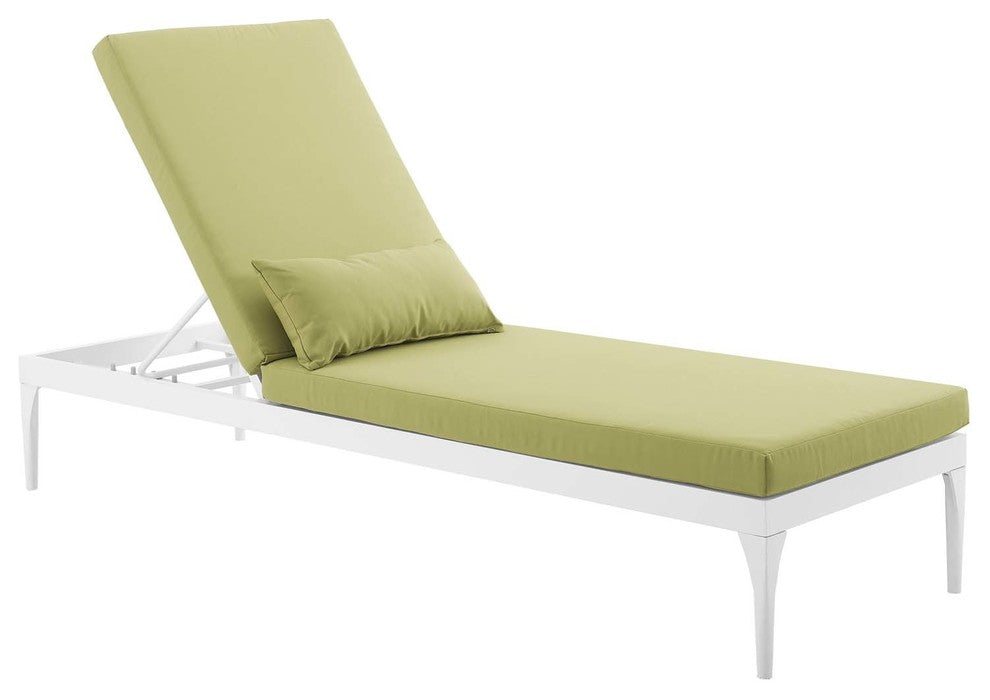 White Peridot Perspective Cushion Outdoor Patio Chaise Lounge Chair