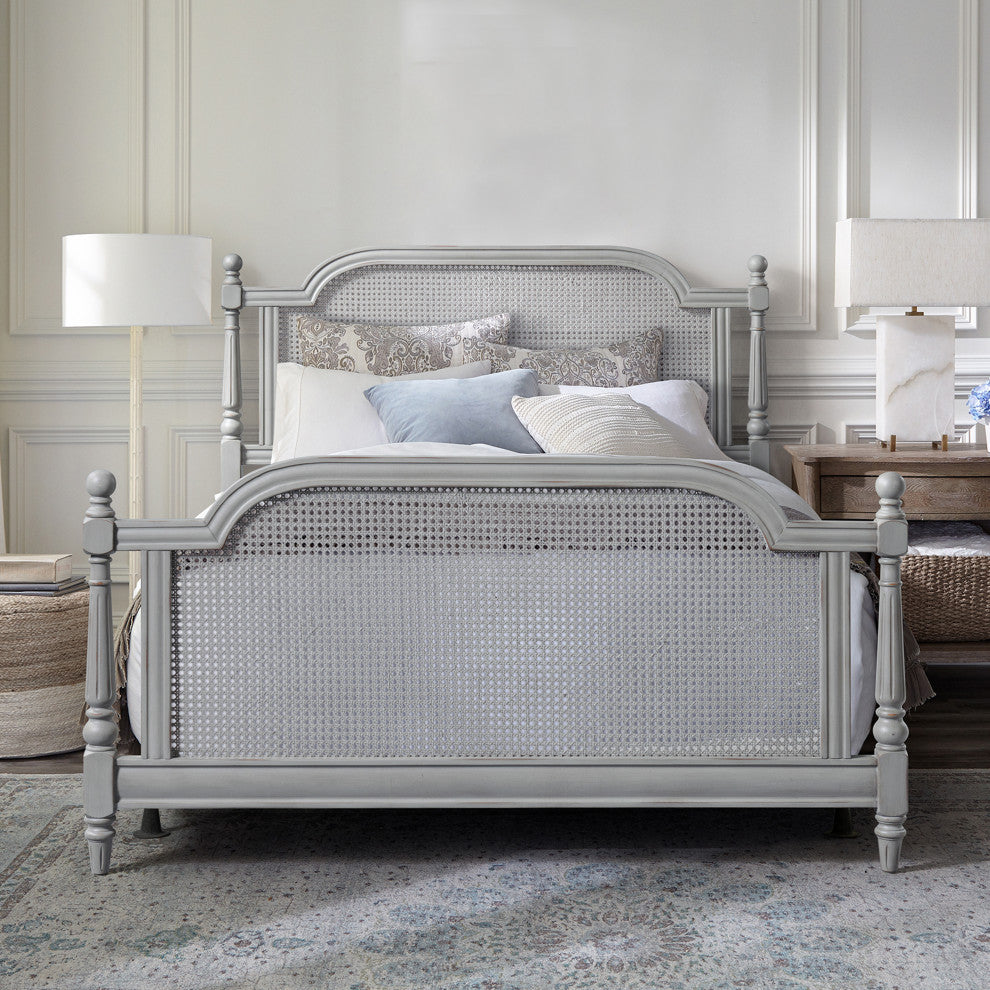Melanie Bed, Metal Bed Rails Included, Gray, Queen