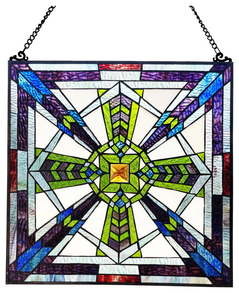 Aylmer Mission-Style Stained Glass Panel 18" Tall