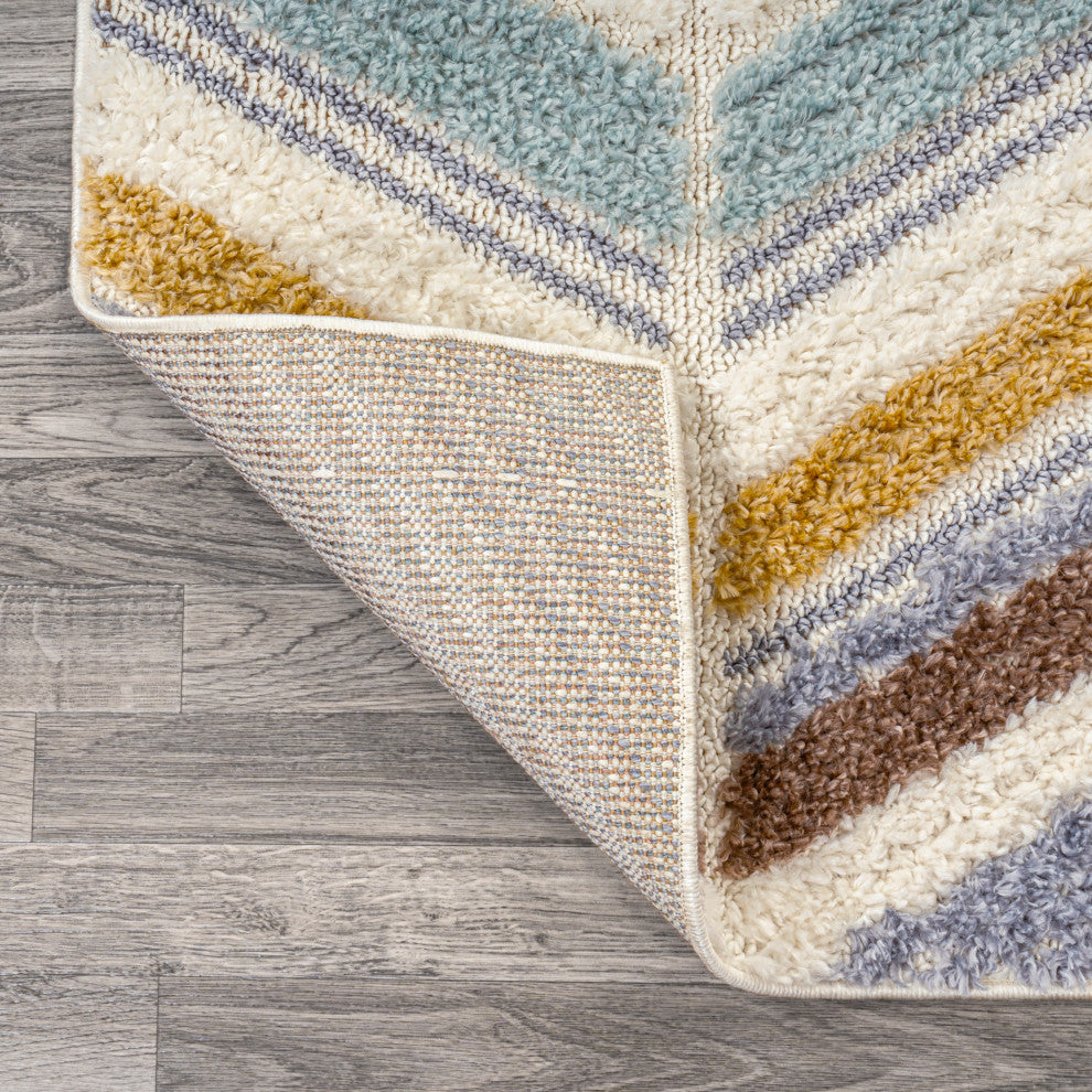Elin Chevron High-Low Multi/Cream 3'x5' Area Rug