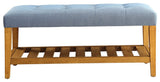 Fabric Bench, Blue and Oak