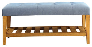 Fabric Bench, Blue and Oak