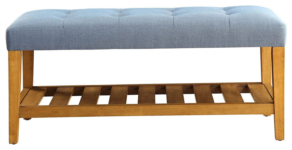 Fabric Bench, Blue and Oak