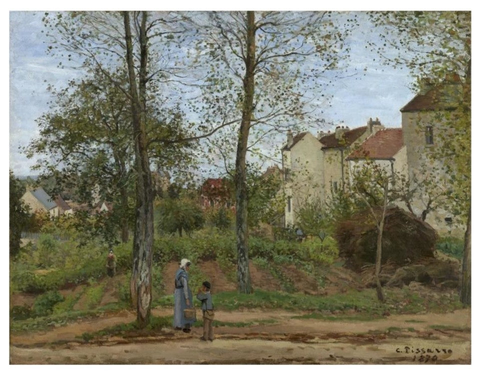 "Houses at Bougival (Autumn)" Digital Paper Print by Camille Pissarro, 26"x20"