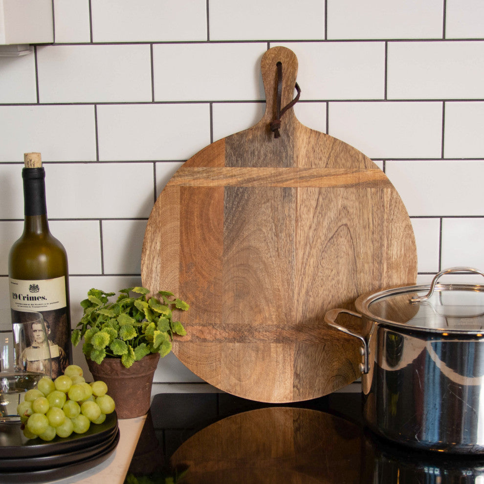 Artisan Wood - Farmhouse Natural Decorative 14" Serving Charcuterie Board