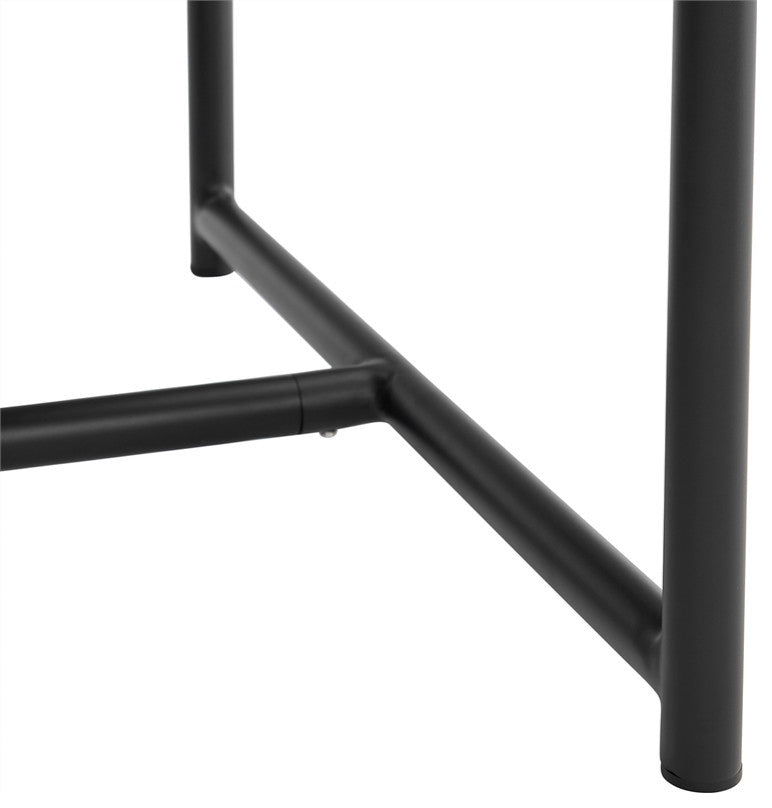 Crown Black Aluminum and Teak Outdoor Dining Table With Stone Top