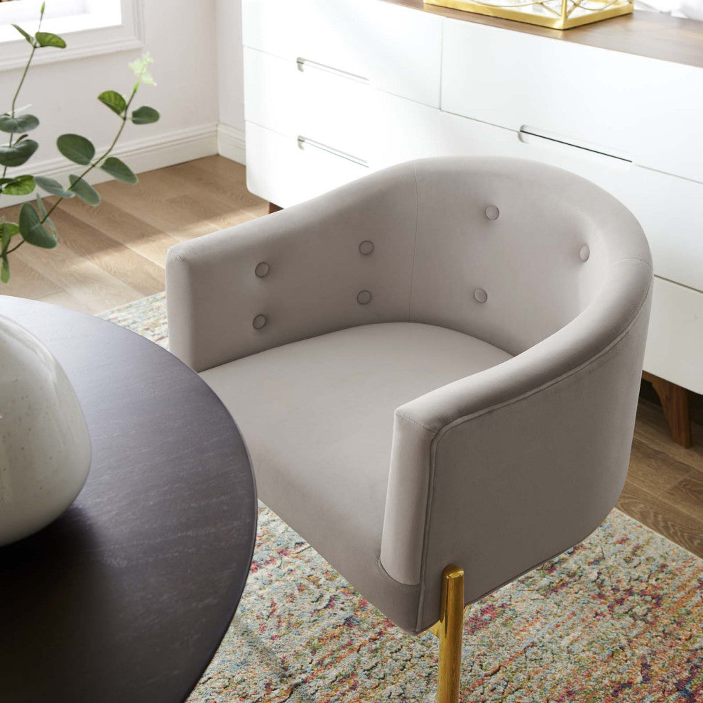 Savour Tufted Performance Velvet Accent Chairs Set of 2 Light Gray
