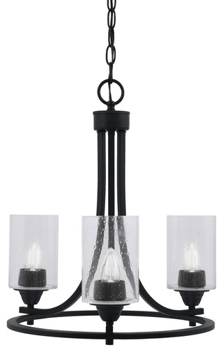 Paramount 3-Light Chandelier, Matte Black, 4" Clear Bubble Glass