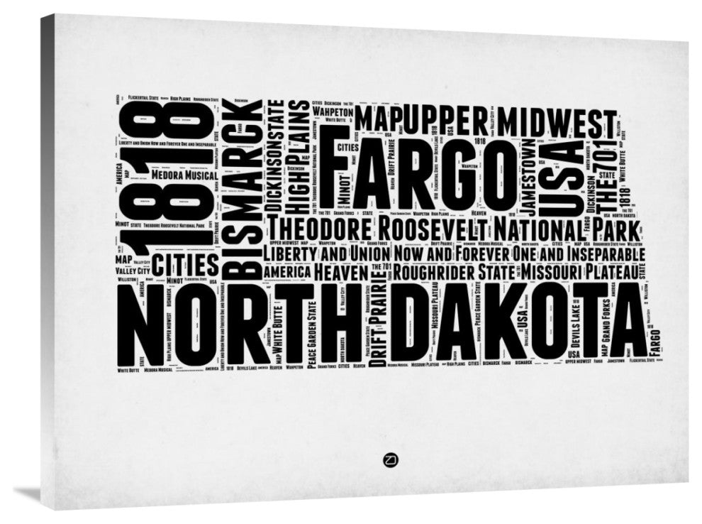 "North Dakota Word Cloud 2" Fine Art Print