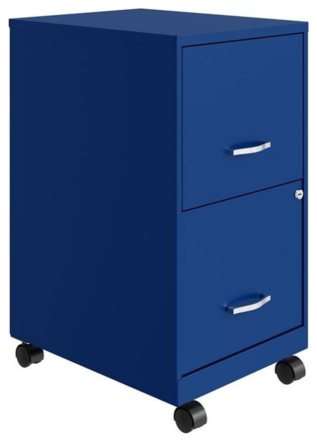 Space Solutions 18in 2 Drawer Metal Mobile Smart Vertical File Cabinet Blue