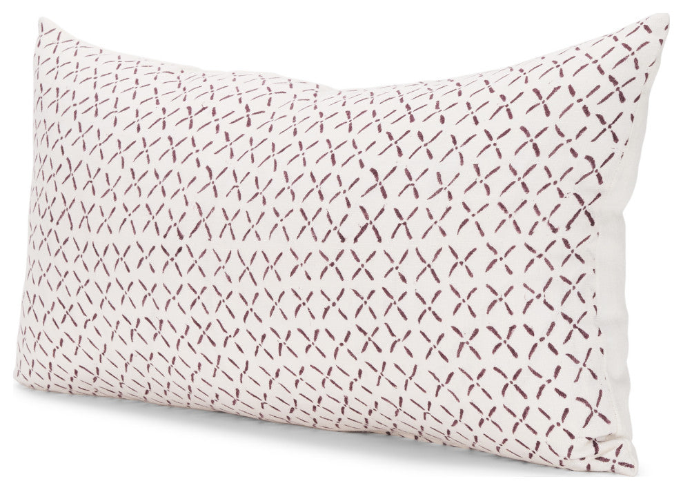 Jayden Cream With Merlot Print Linen Lumbar Decorative Pillow Cover