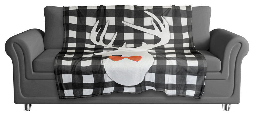 Halloween Deer Buffalo Check Fleece Blanket