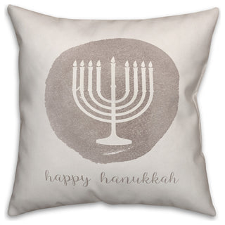Gray Watercolor Menorah 20"x20" Throw Pillow