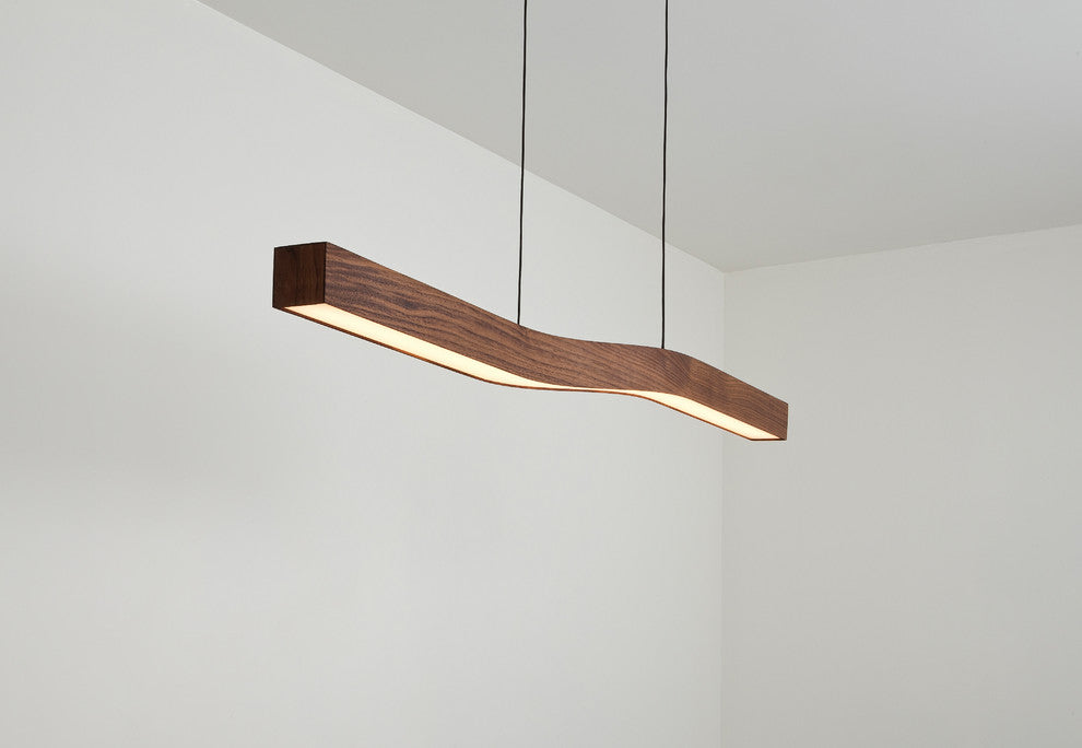 Camur LED Linear Pendant, Dark Stained Walnut, 3500k