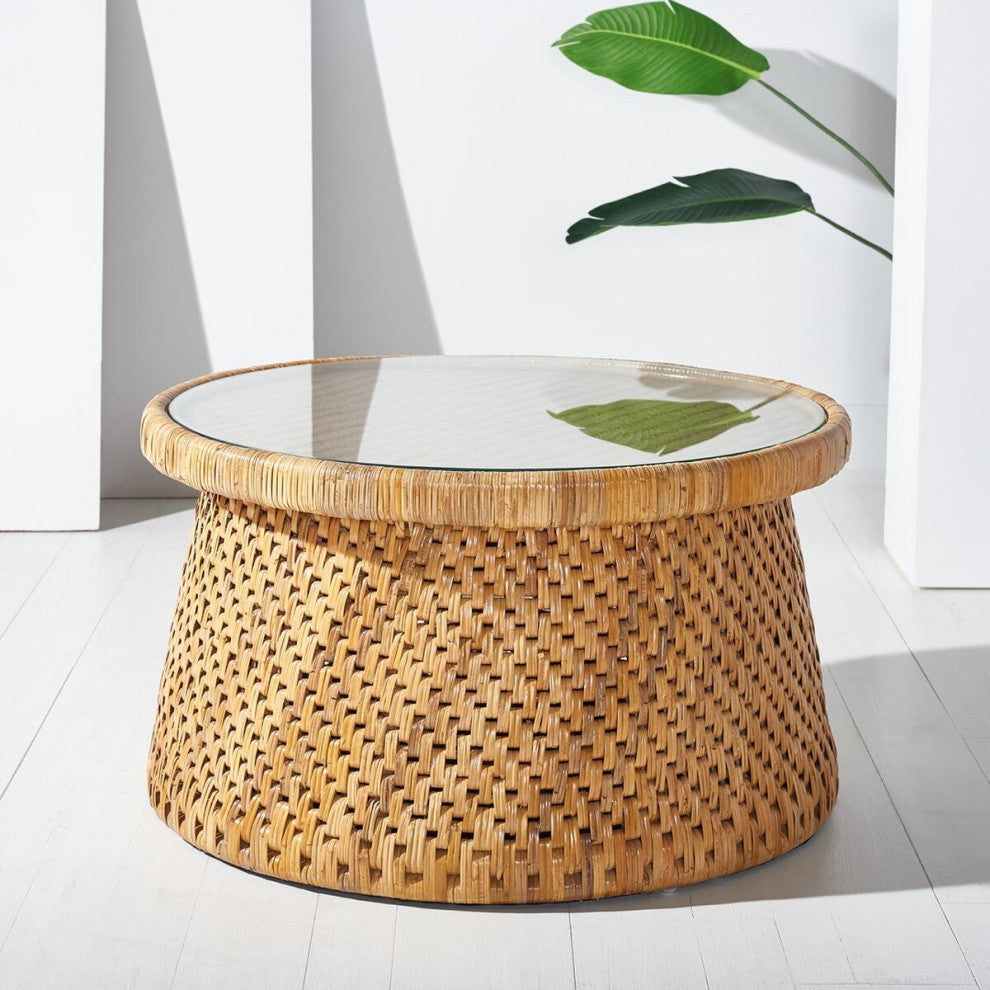 Safavieh Lianne Rattan Round Coffee Table Natural