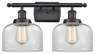 Large Bell 2-Light Bath Vanity-Light, Matte Black, Clear