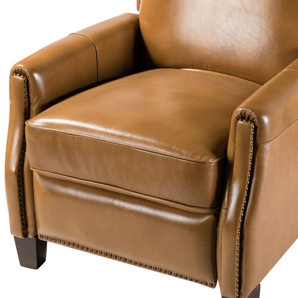 Genuine Leather Cigar Recliner, Home Theater Seating, Set of 2, Camel