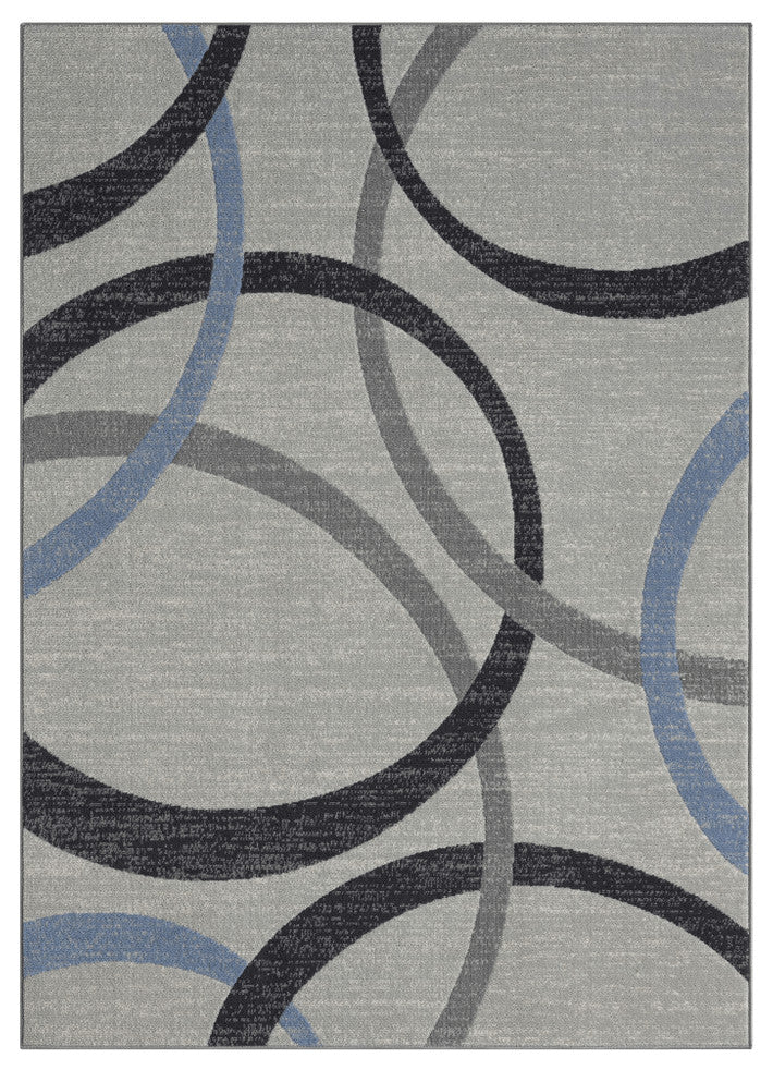 8' X 10' Blue Geometric Area Rug