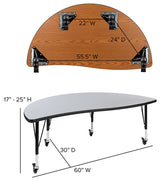 2 Piece Mobile 60" Circle Wave Kids Adjustable Activity Table Set, Gray