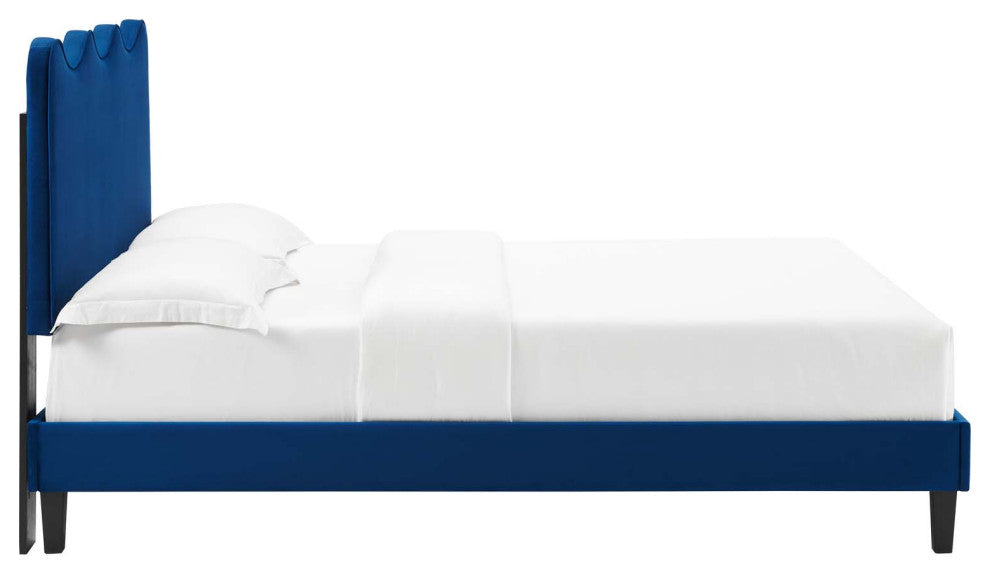 Current Performance Velvet King Platform Bed, Navy