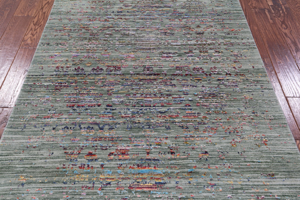 4' 1" X 6' 2" Modern Hand Knotted Wool and Silk Rug Q11843