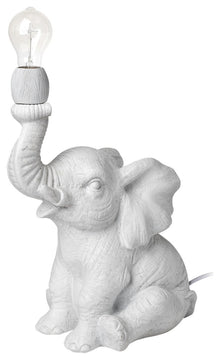 White Happy Baby Elephant Table or Desk Lamp
