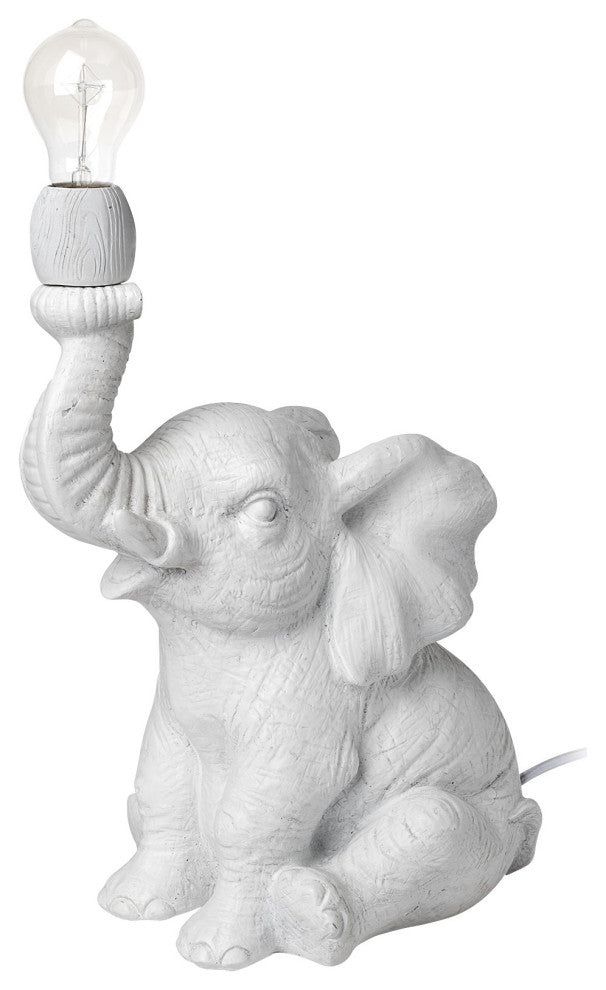 White Happy Baby Elephant Table or Desk Lamp