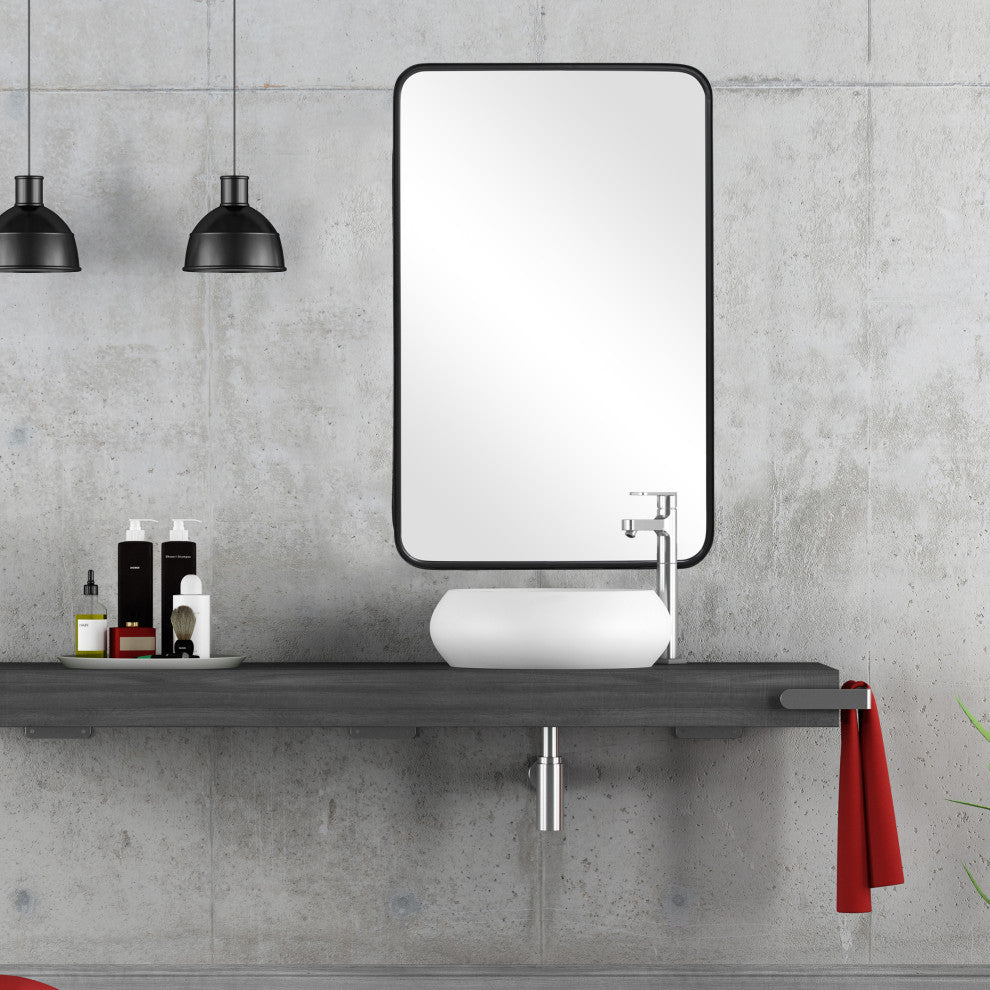 38" Industrial Black Metal Mirror