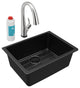 Quartz Classic 25" Undermount Sink Kit With Filtered Faucet, Black