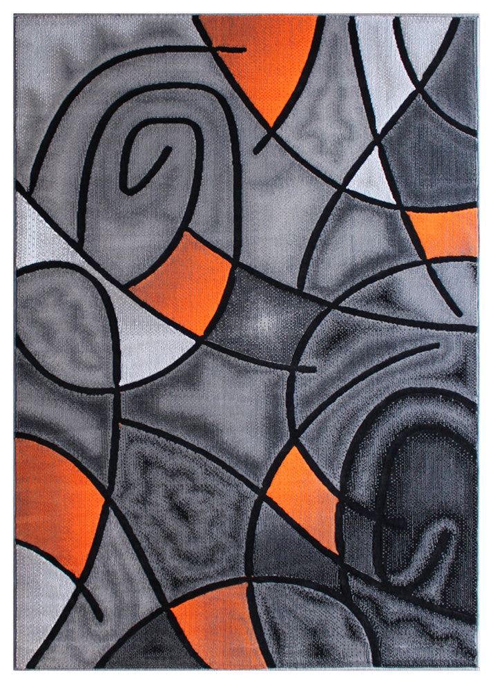 Angie Collection Rectangle 8' x 10' Abstract Area Rug, Orange