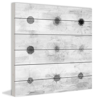 "Grey Flowers" Wall Art on Wood, 40"x40"