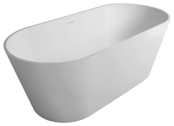 Vanity Art Solid Surface Resin Stone Freestanding Bathtub, Glossy White, 65"x29.5"