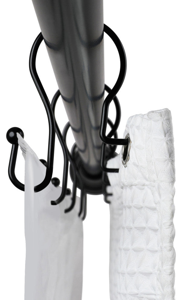 Utopia Alley Shower Hooks - Double Shower Curtain Rings for Bathroom, Set of 12, Black