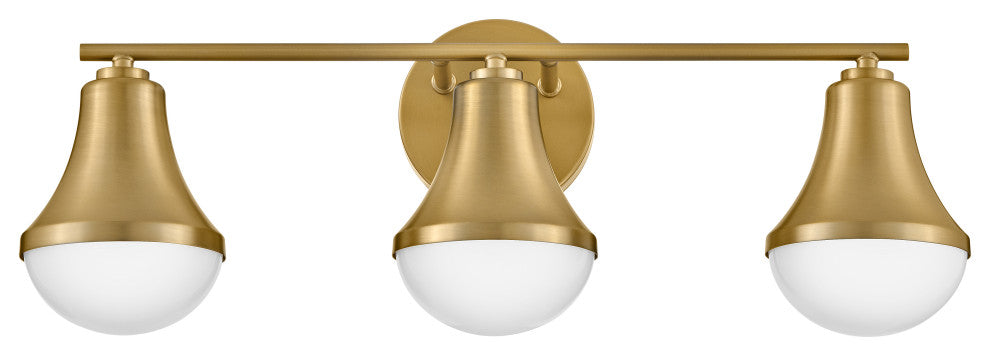 Lark Haddie 24" Modern Three-Light Bath Vanity, Lacquered Brass