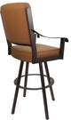 Leather Swivel Metal Bar Stool - Memphis on Warren Base, Brown Leather on Brown, 26"