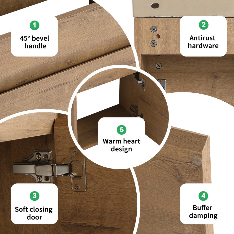 BNK 16 Inch Floating Bathroom Vanity With Sink, With 1 Soft Closing Door, Imitative Oak
