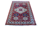 4'8x6'5 Hand Knotted Red Kazak Oriental Rug