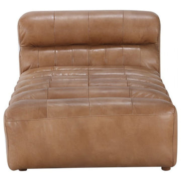 36 Inch Leather Chaise Tan Brown Contemporary