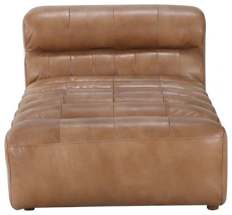 36 Inch Leather Chaise Tan Brown Contemporary
