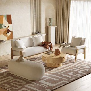 Divani Casa Kael Contemporary White Sherpa Ottoman