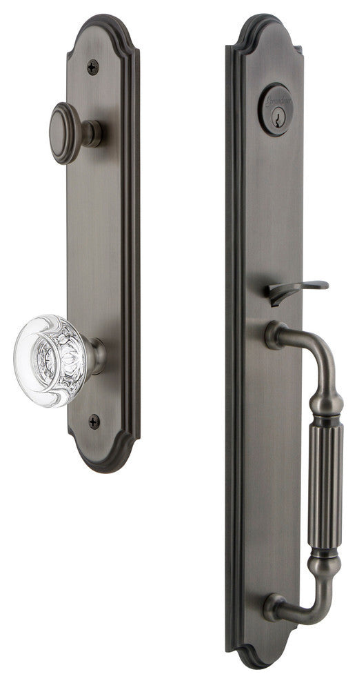 Arc 1-Piece Dummy Handleset, F Grip and Bordeaux Knob, Antique Pewter, 848421