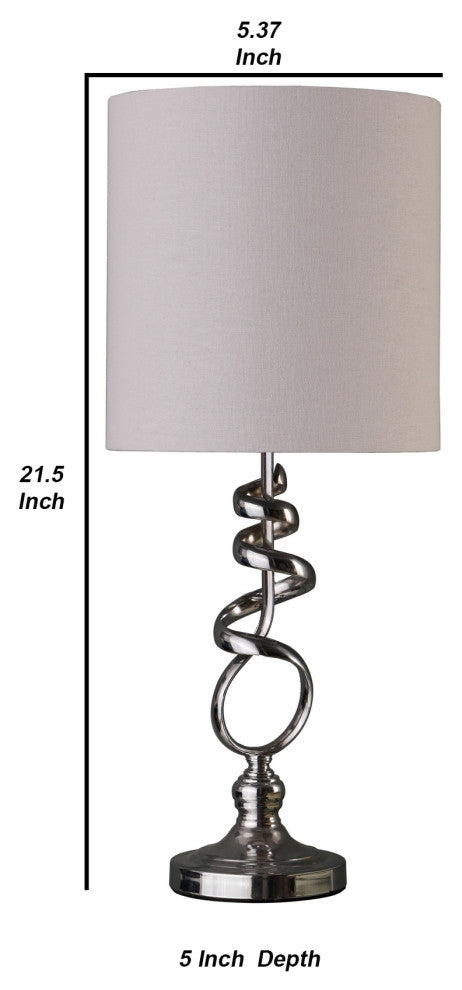 Table Lamp With Curved Abstract Metal Base, Silver