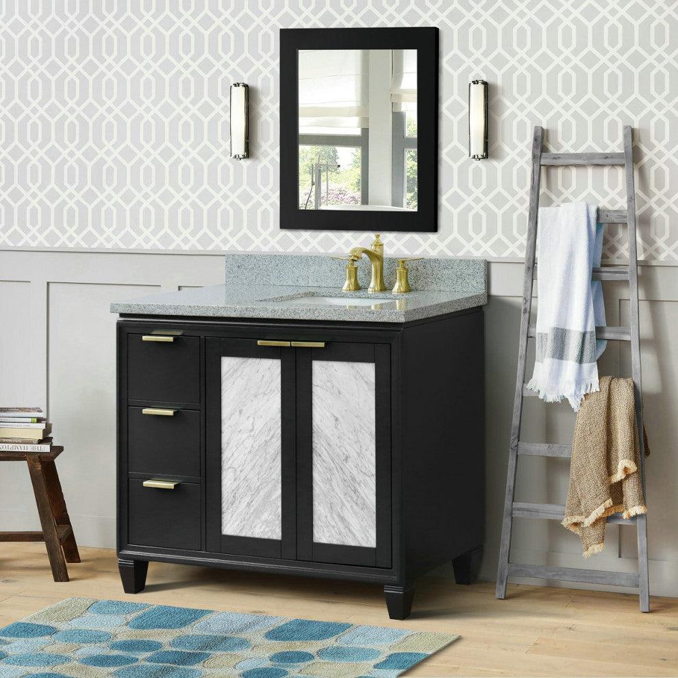 43" Single Vanity, Dark Gray Finish With Gray Granite