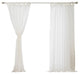 Abelia Belgian Flax Linen Lace Tie Top Curtain, Ivory, 84"