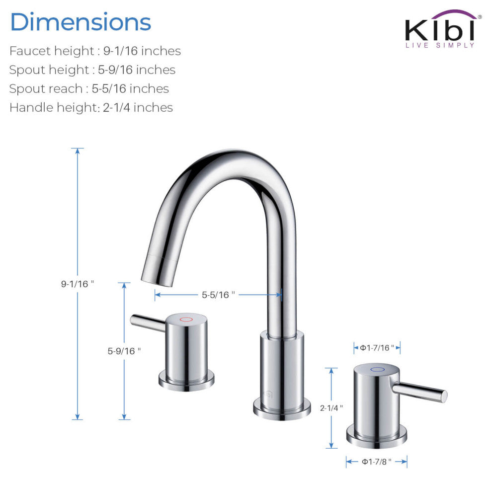 Circular Widespread Sink Faucet With Pop-Up Drain, Chrome