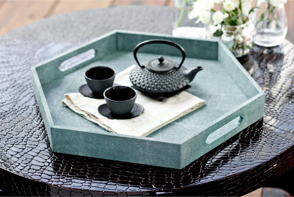 Shagreen Hex Tray, Turquoise